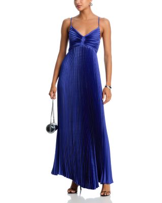 Asra Pleated Satin Gown