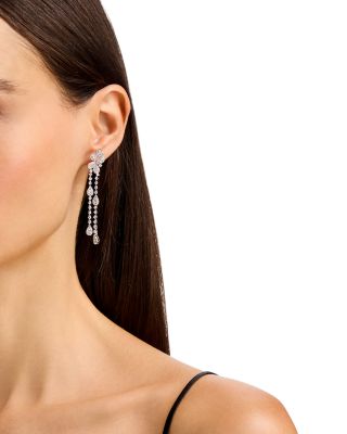 Diamond Drop Earrings in 18K White Gold, 3.35 tcw