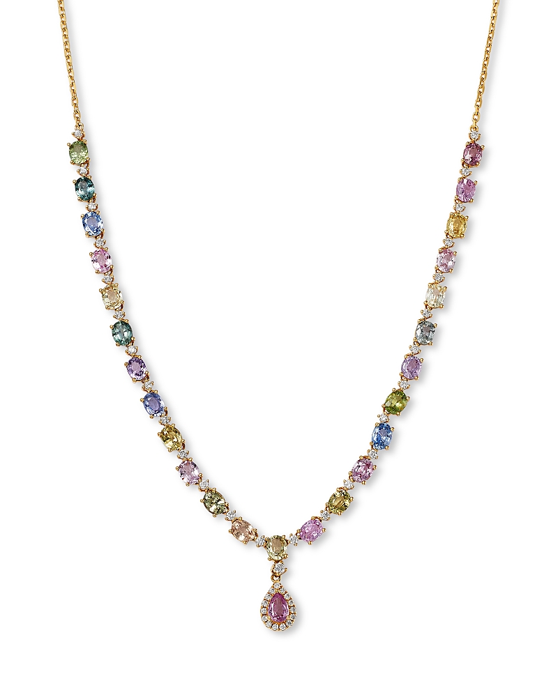 Bloomingdale's Fine Collection Rainbow Sapphire & Diamond Lariat Necklace in 14K Yellow Gold, 18