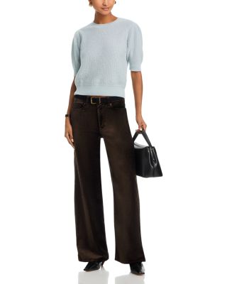 Le Slim Palazzo High Rise Velveteen Jeans in Dark Clove