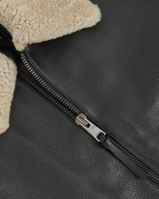 Fleece Collar Leather Jacket