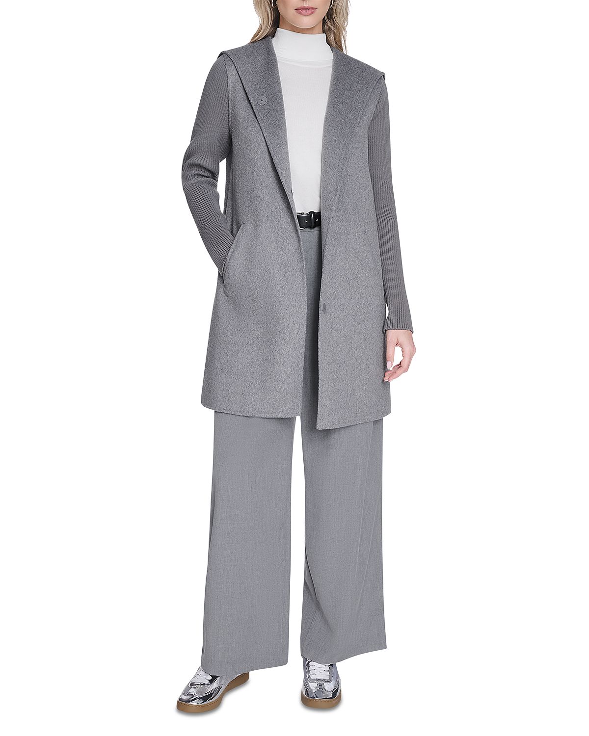 Kenneth Cole Hooded Double Face Coat