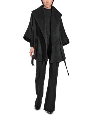 Belted Shawl Collar Cape Coat