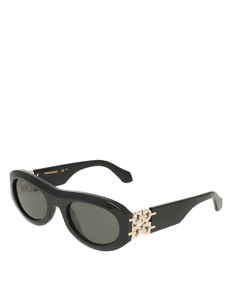 Ferragamo Solid Oval Sunglasses, 54mm