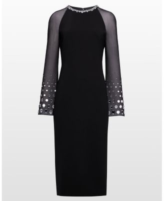 Eurabia Mesh-Sleeve Midi Dress