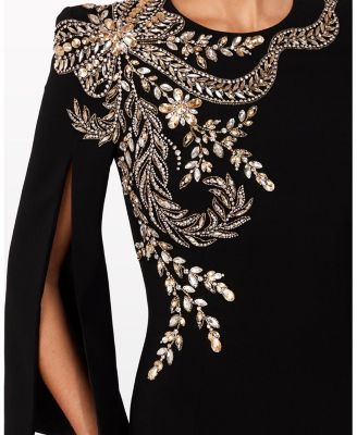 Precious Floral-Embellished Slit-Sleeve Maxi Dress