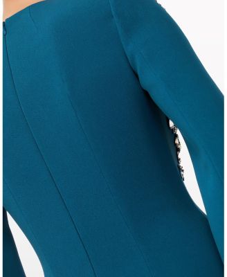 Precious Floral-Embellished Slit-Sleeve Maxi Dress