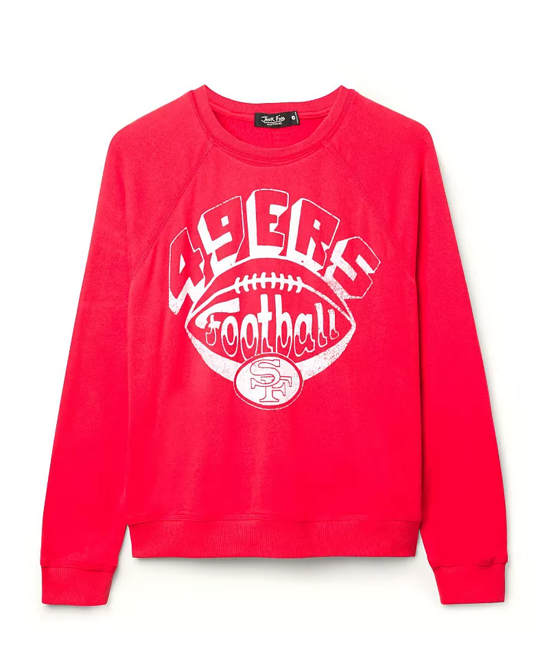 Junk Food Clothing Women's Nfl San Francisco 49ers Football Raglan Crew Fleece