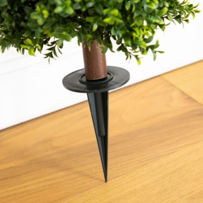 4' UV Resistant Artificial Boxwood Plant with Integrated Ground Stake (Indoor/Outdoor) - Set of 2