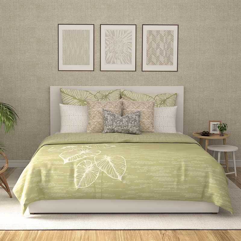 Noho Home Lo'i Kalo Comforter, Twin In White