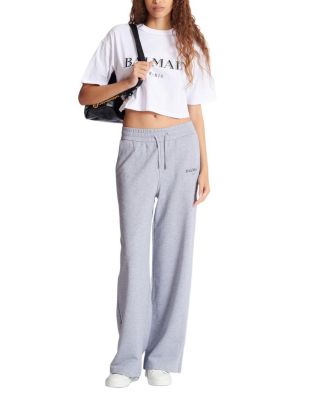  Boxy Cropped T-Shirt with Balmain Print