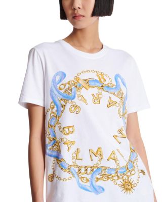 T-Shirt with Balmain Paris Chain Print
