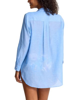 Relaxed Boyfriend Shirt Swim Cover-Up