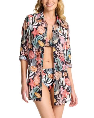 Shell Sands Boyfriend Shirt Swim Cover-Up