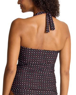 Sunset Blooms Reversible Halter Tankini Top