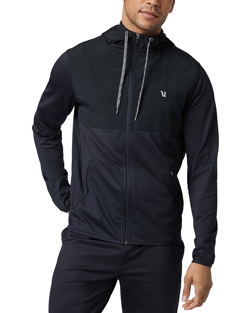 Vuori Sunday Element Hooded Track Jacket In Black