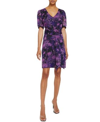 Bianca in Floral Abstract Crinkled Georgette Shift Dress