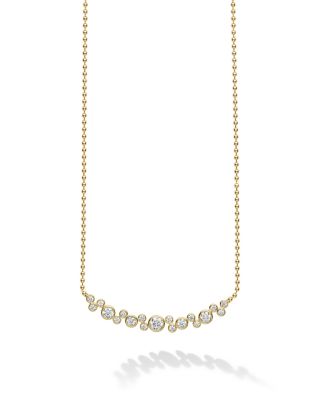 18K Yellow Gold Fizz Diamond Bezel Cluster Collar Necklace, 16-18"