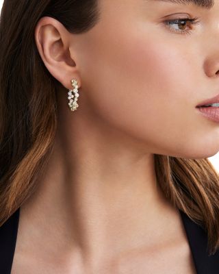 18K Yellow Gold Fizz Diamond Bezel Inside Out Hoop Earrings