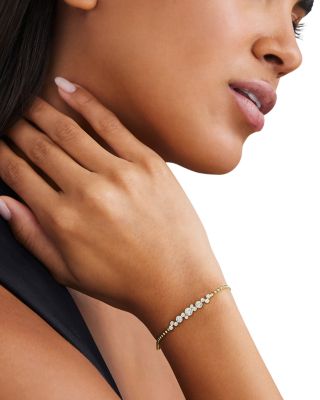 18K Yellow Gold Fizz Diamond Bezel Horizontal Cluster Bead Link Bracelet