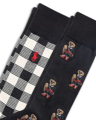 Mini Holiday Bear Socks, Pack of 2