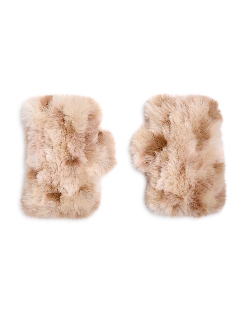 Surell Faux Fur Fingerless Mittens In Multi