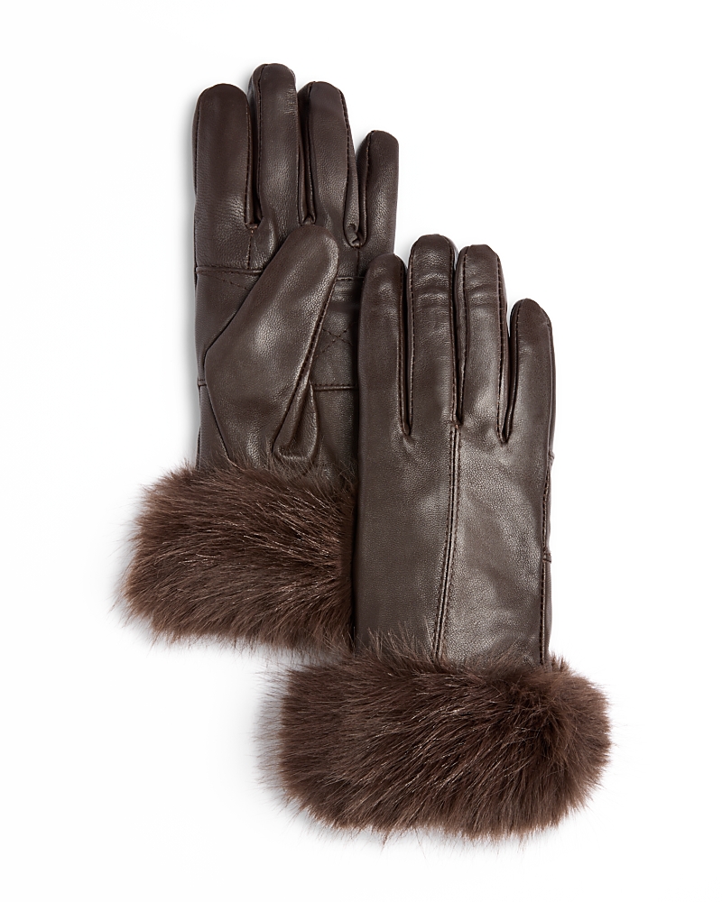 Surell Faux Fur Trim Leather Gloves