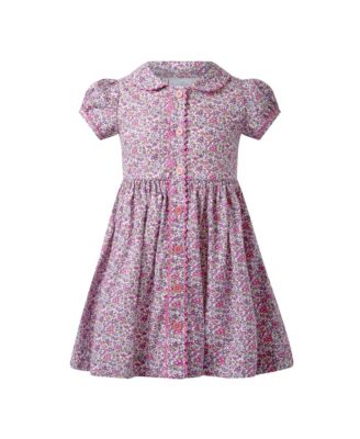  Girls' Purple Floral Button Front Dress - Little Kid, Big Kid