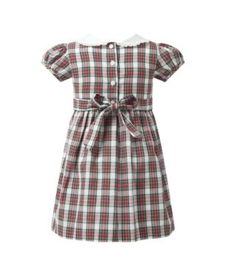  Girls' Ivory Tartan Frill Front Dress - Little Kid, Big Kid