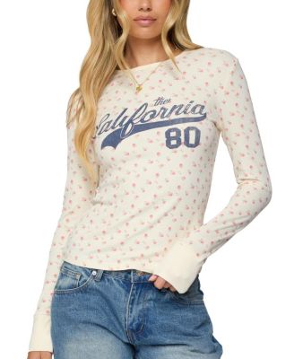  Cali Floral Ribbed Long Sleeve T Shirt