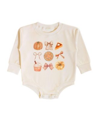 Girls' Thankful Cutie Thanksgiving Long Sleeve Romper - Baby