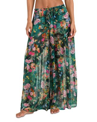 Sharon Charonda Butterfly Sheer Wide Leg Pants Swim Cover-Up - Exclusive