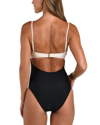 Emilia Solids Color Block Bandeau One Piece Swimsuit