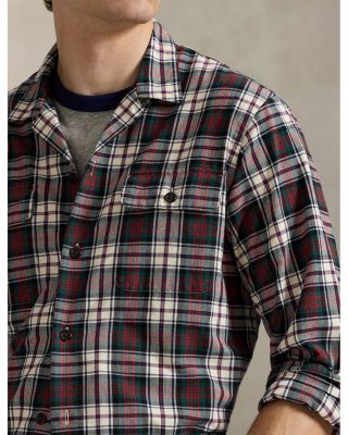 Classic Fit Plaid Oxford Camp Shirt