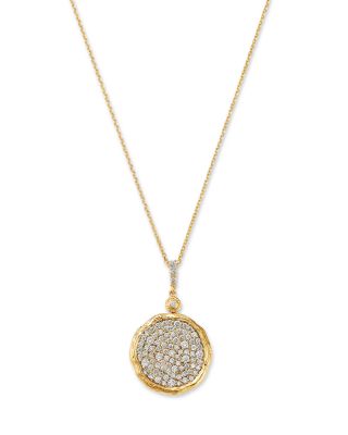 Diamond Disc Pendant Necklace in 14K Yellow Gold, 1.3 tcw