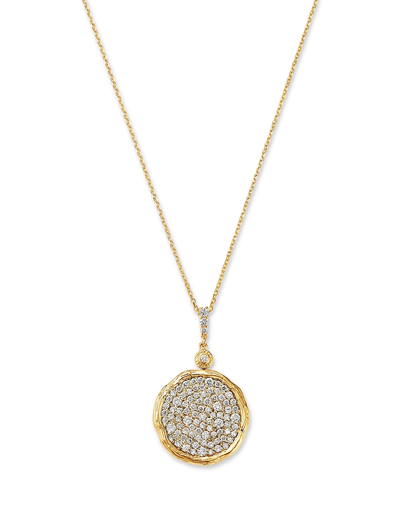 Bloomingdale's Fine Collection Diamond Disc Pendant Necklace In 14k Yellow Gold, 1.3 Tcw