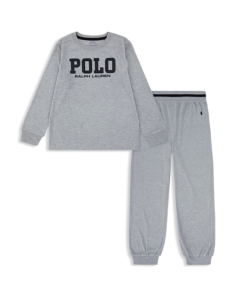 Polo Ralph Lauren Boys 8-20 2-piece Long Sleeve T-shirt And Pants Set In Gray