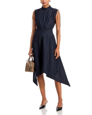Ruched Handkerchief Hem Dress