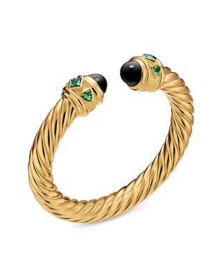 Renaissance&reg; Cablespira&reg; Bracelet in 18K Yellow Gold with Black Onyx and Tsavorite, 9mm