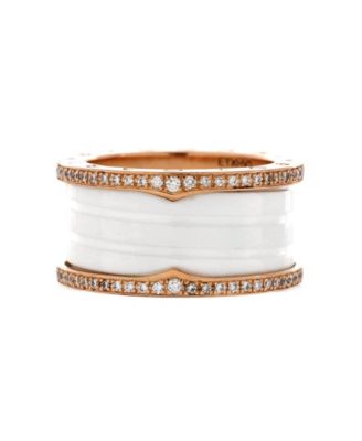 B.Zero1 Three Band Ring 18K Rose Gold and Ceramic with Diamonds