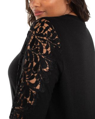 Lace Sleeve Crewneck Top