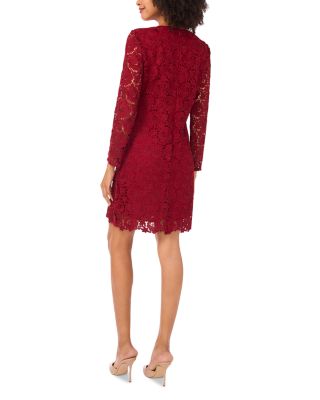 Bow Trim Floral Lace Dress