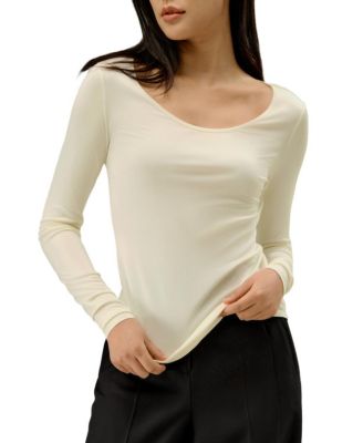  Scoop-Neck Pure Silk Slim Fit Top