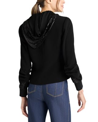 Sequin Hooded Single Button Jacket