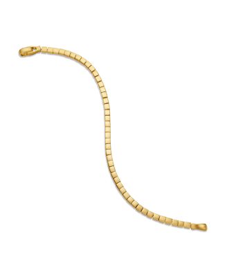 Men's 18K Yellow Gold Spiritual Beads Textured Square Link Bracelet