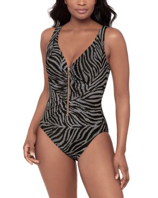 Miraclesuit Zirconic Zipt One Piece Swimsuit | Bloomingdale's Women