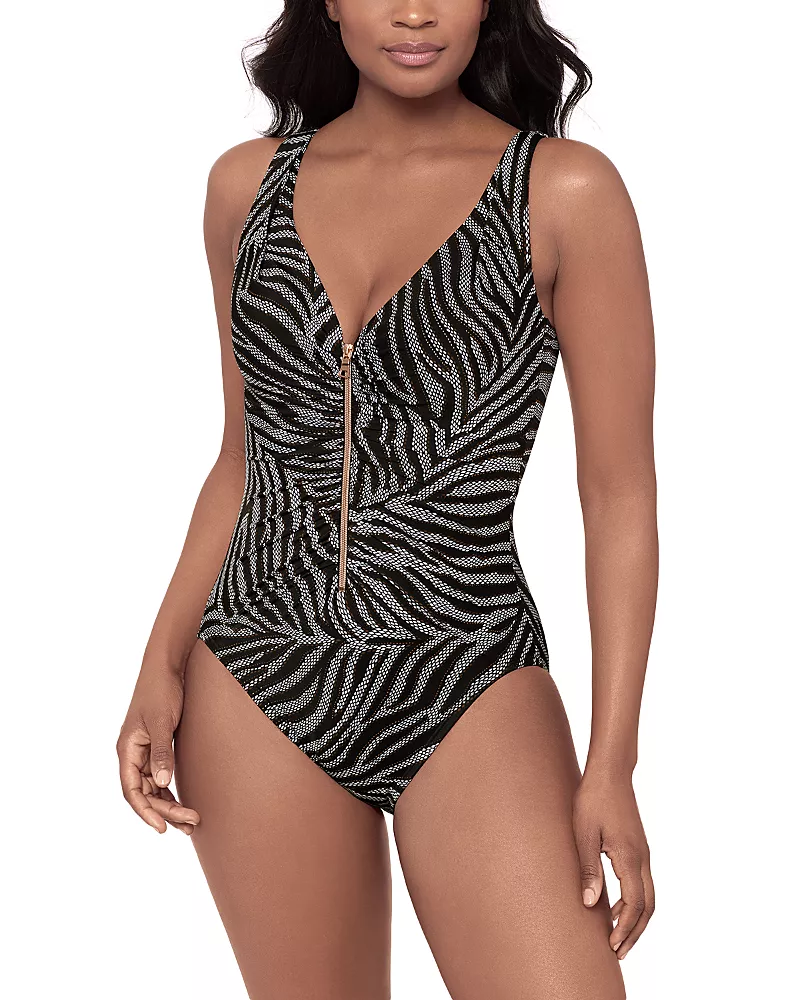 Miraclesuit Zirconic Zipt One Piece Swimsuit