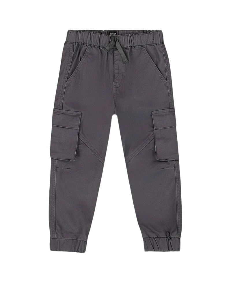 Deux Par Deux Twill Jogger Cargo Pants In Gray