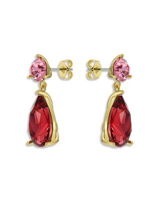 Contrasting Pink Crystal Drop Earrings