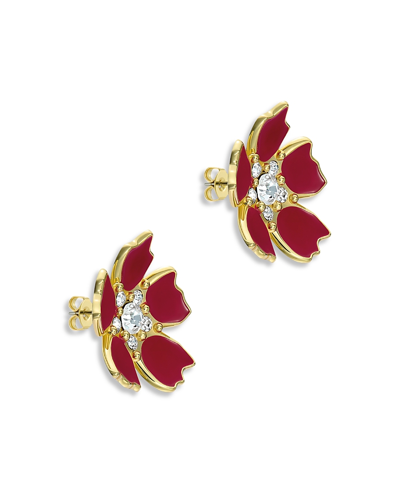 Ted Baker Crystal Flower Statement Stud Earrings In Red
